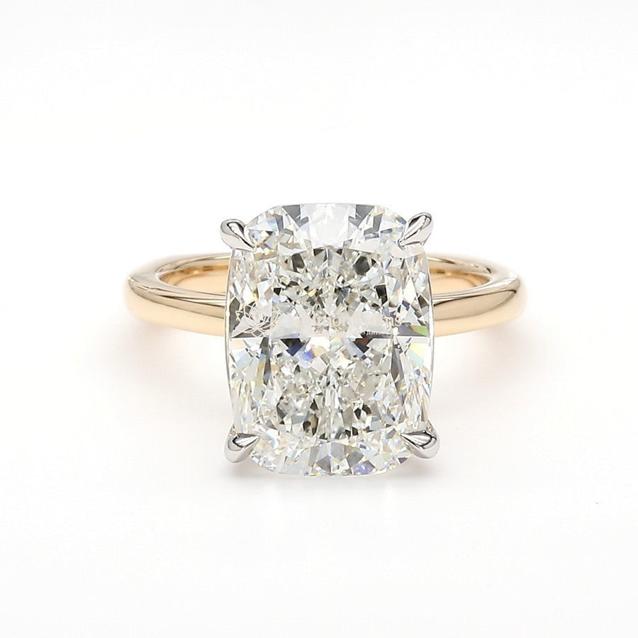 Euro Shank IGI Certified Lab-Created Diamond Cushion Two-Tone Ring F VS)