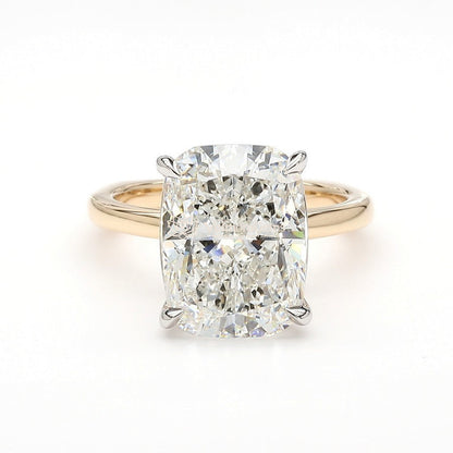 Euro Shank IGI Certified Lab-Created Diamond Cushion Two-Tone Ring F VS)