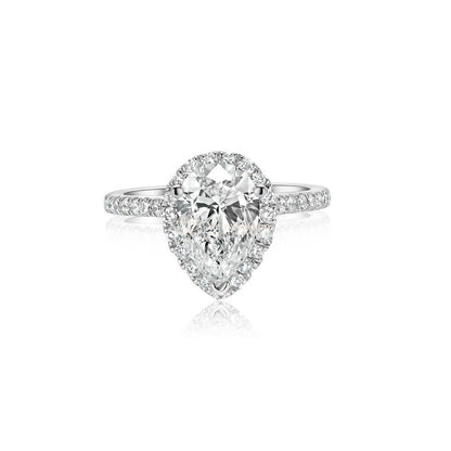 IGI Certified Lab-Created Diamond Pear Shape Halo Pave Ring F VS)