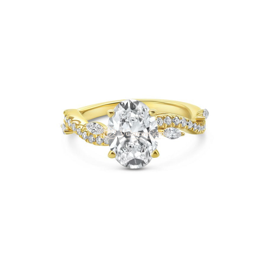 IGI Certified Lab-Created Diamond Oval Vine Entwined Ring F VS)
