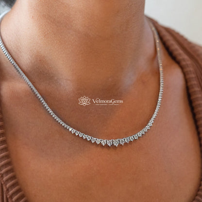 Natural 3-Prong Diamond Riviera Necklace F-G SI)