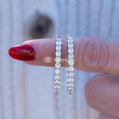Lab-Created Diamond Medium Oval Hoop Earrings F-G VS)