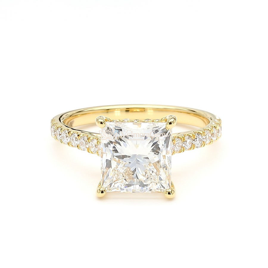 IGI Certified Lab-Created Diamond Princess Hidden Halo Pave Ring F VS)