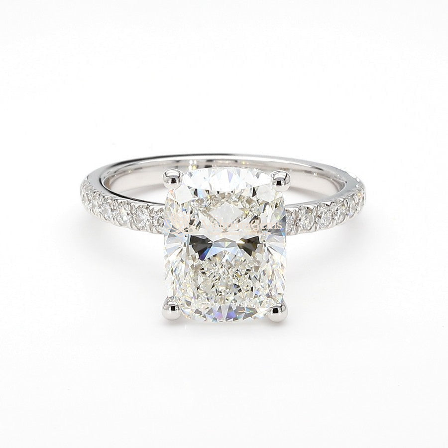 14K White Gold Cushion Pave Ring
