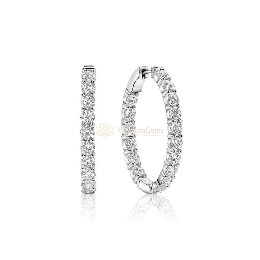 Lab-Created Diamond Large Oval Hoop Earrings F-G SI)
