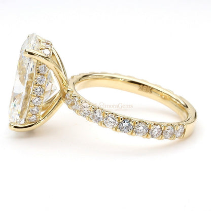 IGI Certified Lab-Created Diamond Oval Hidden Halo 3/4 Pave Ring F VS)