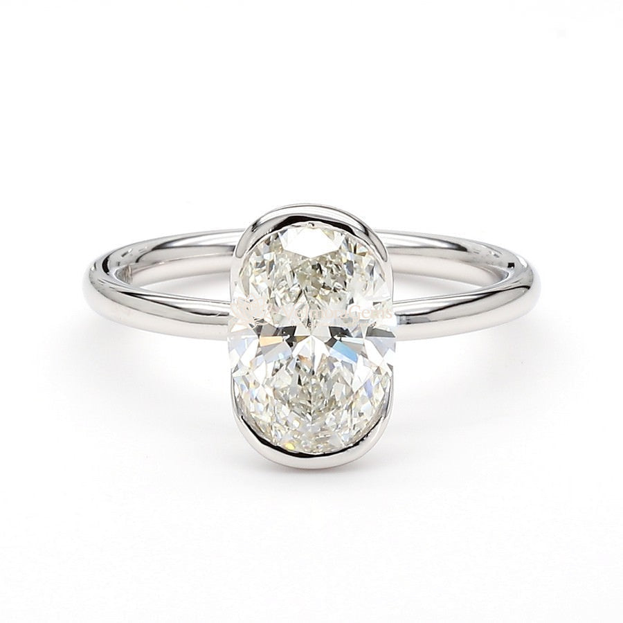 IGI Certified Lab-Created Diamond Oval Side Bezel Ring F VS)