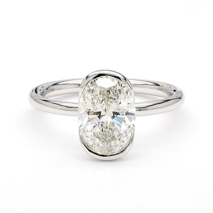 IGI Certified Lab-Created Diamond Oval Side Bezel Ring F VS)