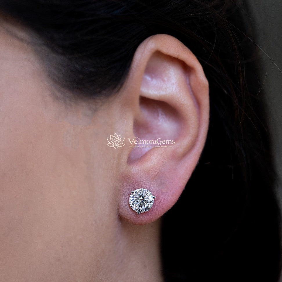 Lab-Created Diamond 4 Prong Basket Screw Back Stud Earrings F-G SI)