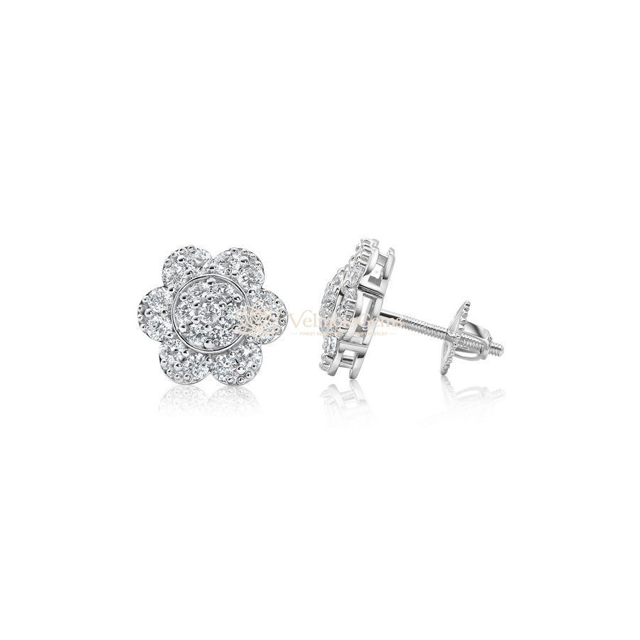Lab-Created Diamond Flower Screwback Stud Earrings F-G VS)