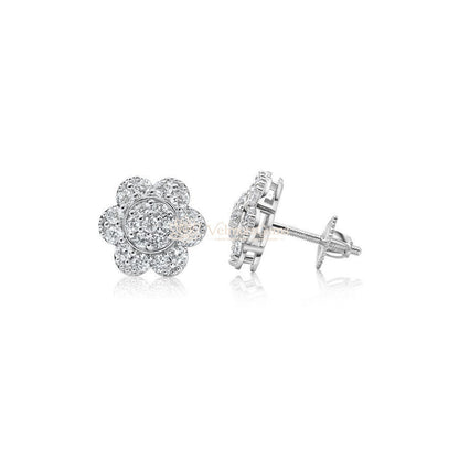 Lab-Created Diamond Flower Screwback Stud Earrings F-G VS)