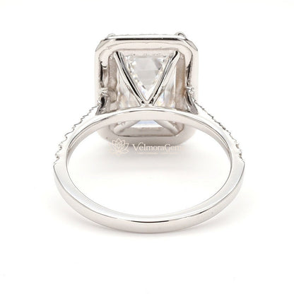 IGI Certified Lab-Created Diamond Emerald Halo Pave Ring F VS)