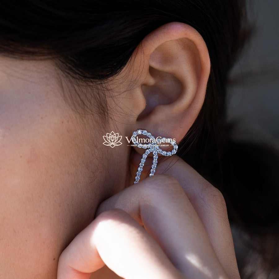 Lab-Created Diamond Bow Stud Earrings F-G VS)