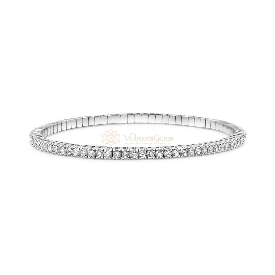 Lab-Created 4-Prong Diamond Elastic Tennis Bracelet F-G VS)