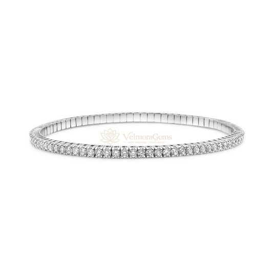 Lab-Created 4-Prong Diamond Elastic Tennis Bracelet F-G VS)