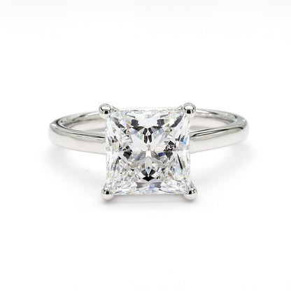 14K White Gold Princess Hidden Halo Ring