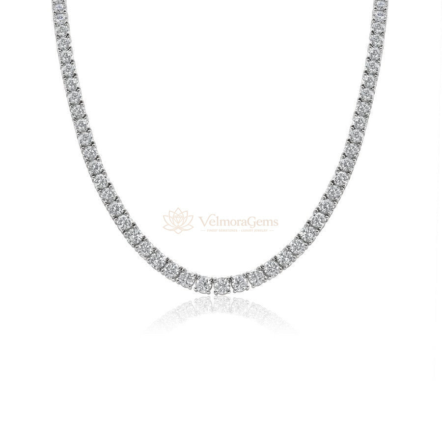 Lab-Created Round Diamond 4-Prong Tennis Necklace F-G SI)