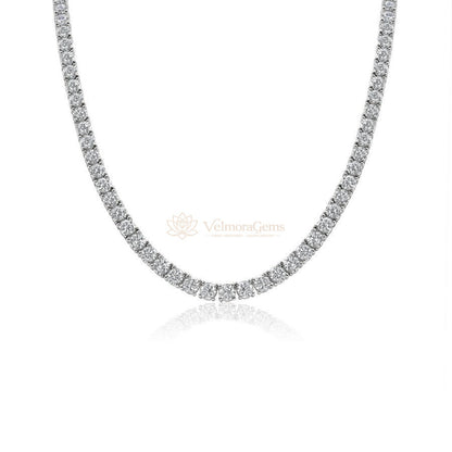 Lab-Created Round Diamond 4-Prong Tennis Necklace F-G SI)