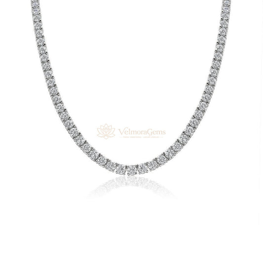 Lab-Created Round Diamond 4-Prong Tennis Necklace F-G SI)