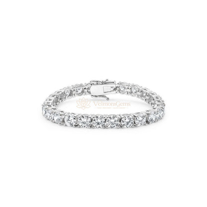 Lab-Created Round Diamond 4-Prong Tennis Bracelet F-G SI)