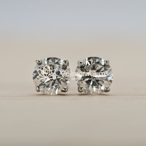 Lab-Created Diamond 4 Prong Basket Screw Back Stud Earring F-G SI)