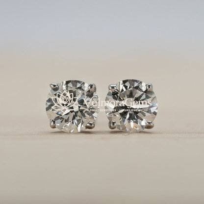 Lab-Created Diamond 4 Prong Basket Screw Back Stud Earring F-G SI)