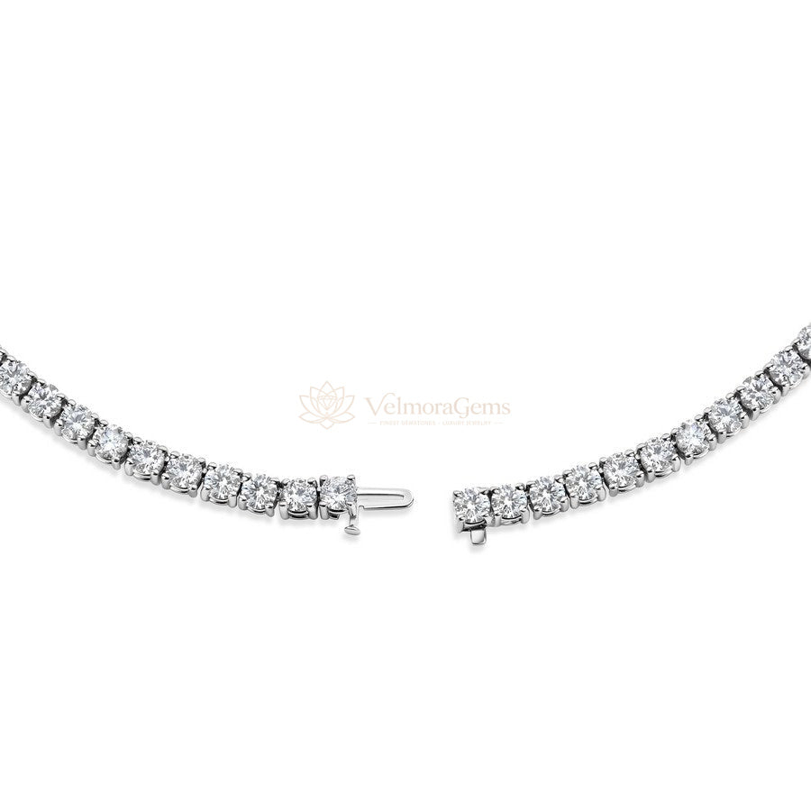 Lab-Created Round Diamond Tennis Necklace F-G SI)