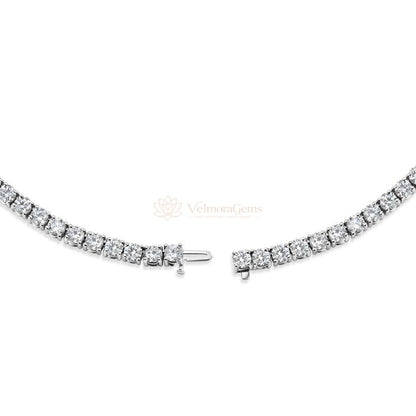 Lab-Created Round Diamond Tennis Necklace F-G SI)