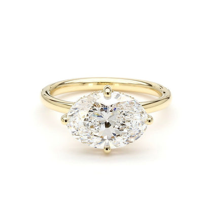 IGI Certified Lab-Created Diamond Oval East-West Hidden Halo Ring F VS)