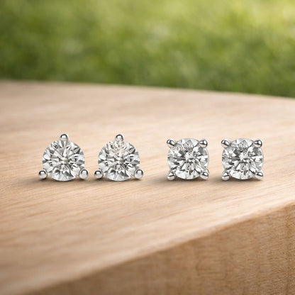 Everyday Essentials Duo – & Lab Diamond Stud Earrings (F-G SI)