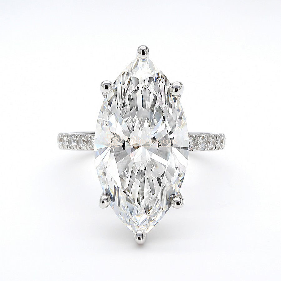 IGI Certified Lab-Created Diamond Marquise Pave Ring F VS)