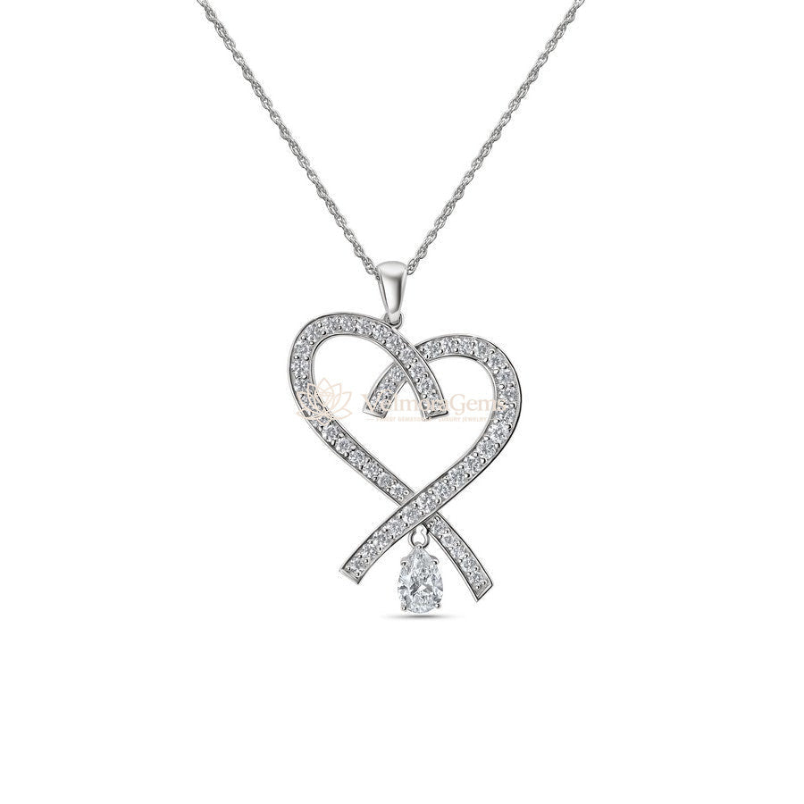 Lab-Created Diamond Teardrop Heart Pendant E-F VS)