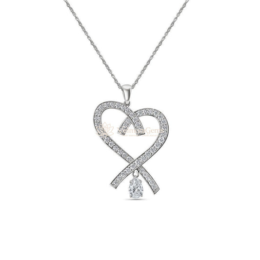 Lab-Created Diamond Teardrop Heart Pendant E-F VS)