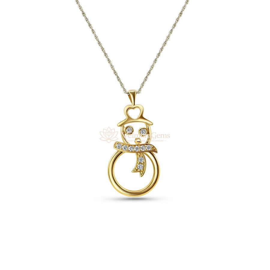 Lab-Created Diamond Snowman Pendant Necklace F-G VS)