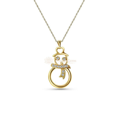 Lab-Created Diamond Snowman Pendant Necklace F-G VS)