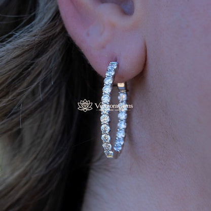 Lab-Created Diamond Medium Oval Hoop Earrings F-G VS)