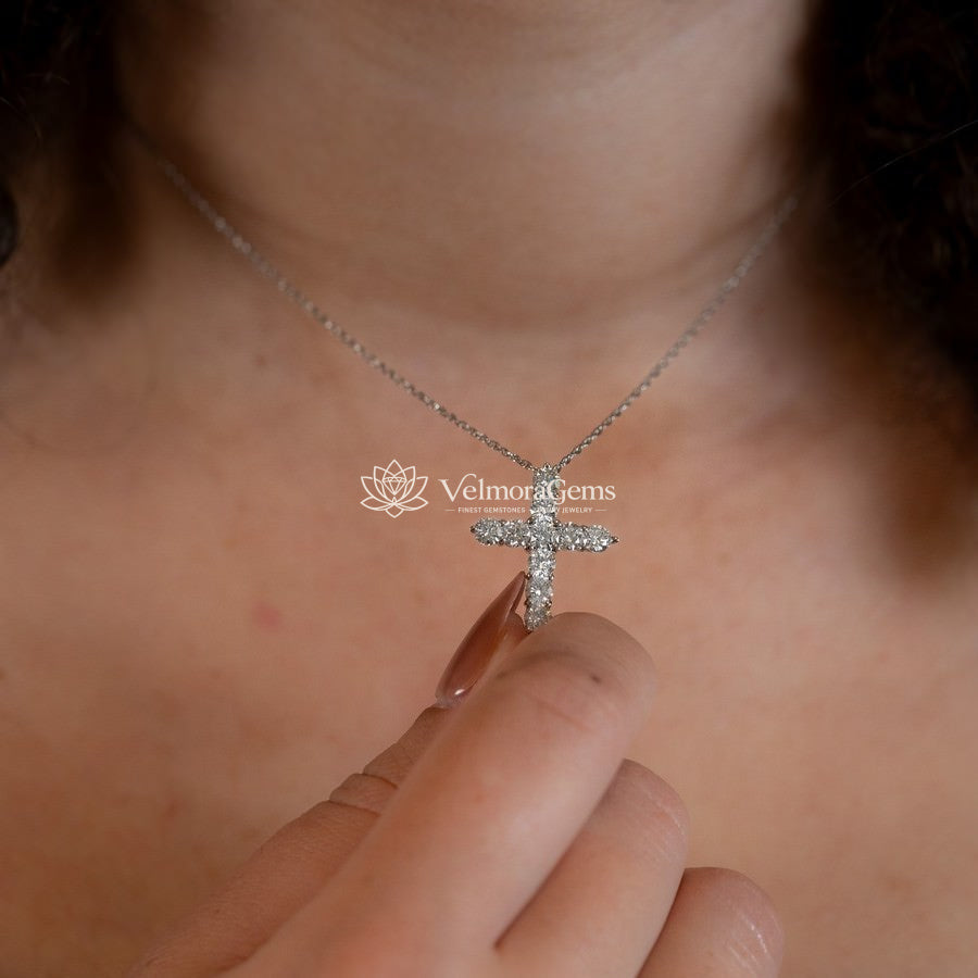 Lab-Created Diamond Cross Necklace F-G SI)