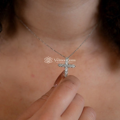 Lab-Created Diamond Cross Necklace F-G SI)