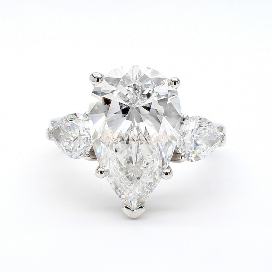 IGI Certified Pear Lab-Created Diamond 3-Stone Ring F VS)