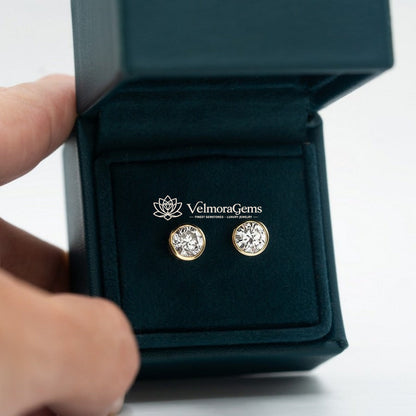 Lab-Created Diamond Bezel Stud Earrings F-G SI)