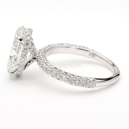 IGI Certified Lab-Created Oval Diamond 3-Way Pave Hidden Halo Ring F VS)