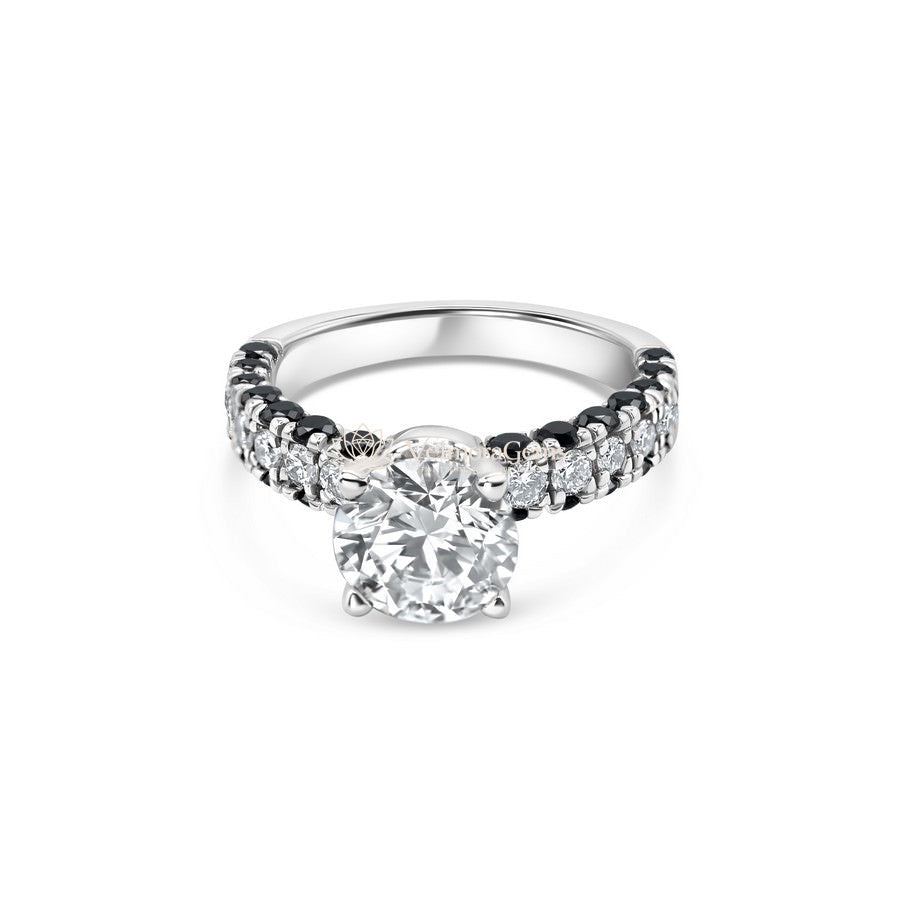IGI Certified Lab-Created Black and White Diamond Round 3-Way Pave Ring F VS)