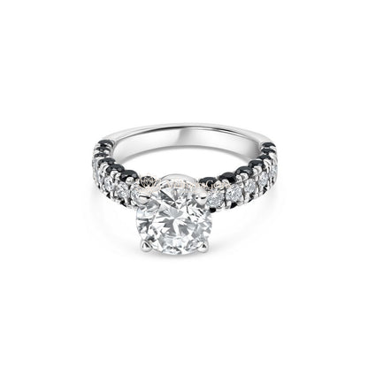 IGI Certified Lab-Created Black and White Diamond Round 3-Way Pave Ring F VS)