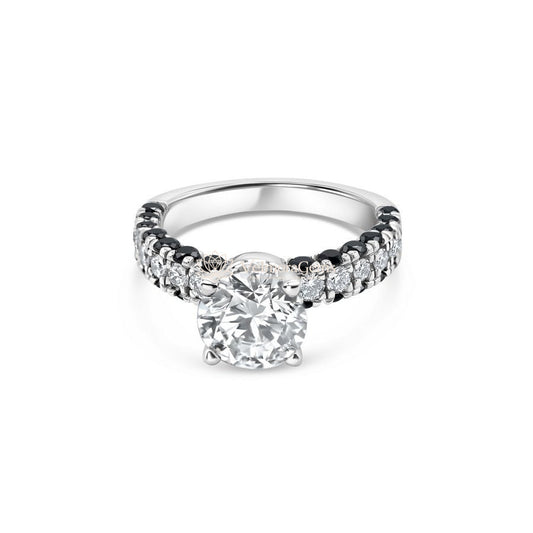 IGI Certified Lab-Created Black and White Diamond Round 3-Way Pave Ring F VS)