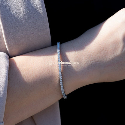 Lab-Created 4-Prong Diamond Elastic Tennis Bracelet F-G VS)