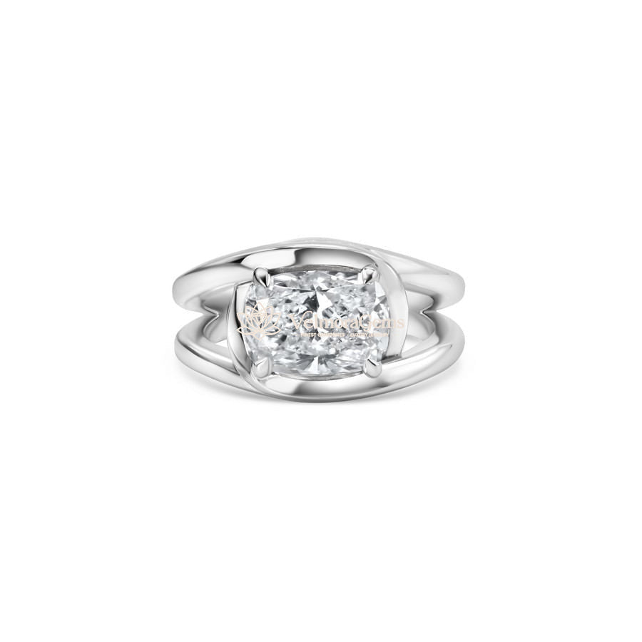 IGI Certified Lab-Created Diamond Cushion Bypass Split Shank Ring F VS)