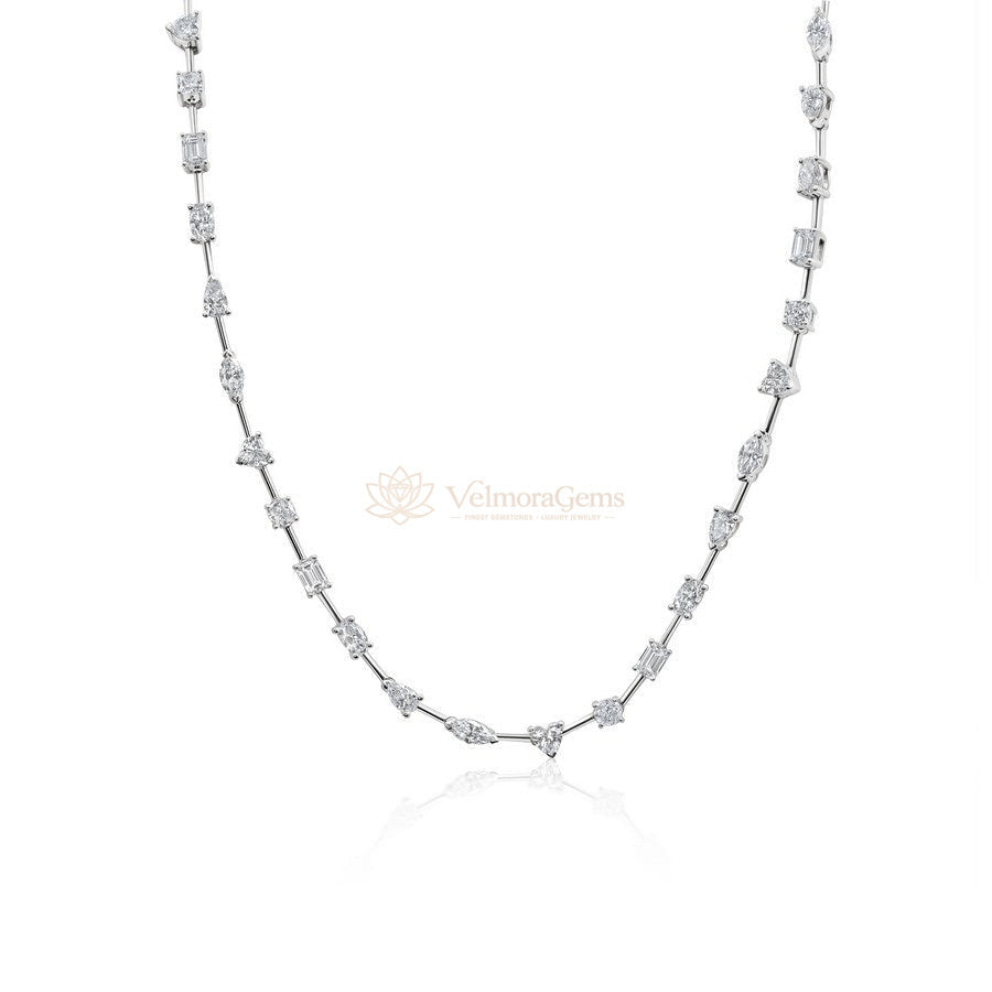 Lab-Created Diamond Multi-Shape Tennis Necklace E-F VS)