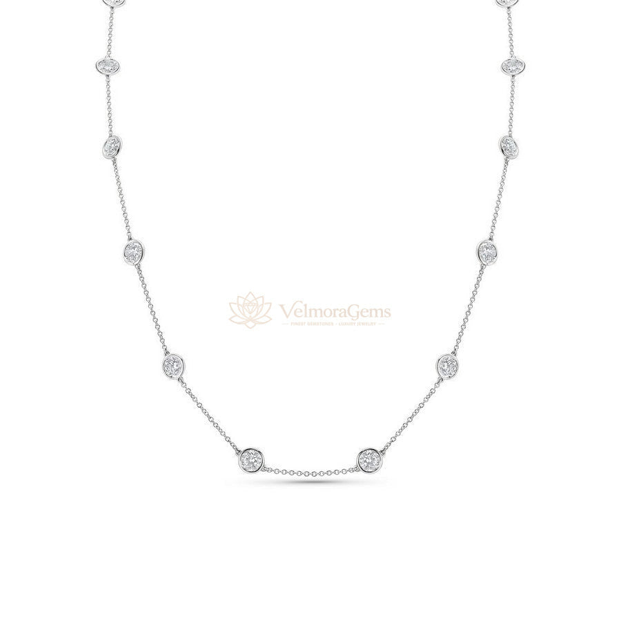 Modern Brilliance Duo – Bezel Studs & Diamonds by the Yard Necklace (F-G SI)
