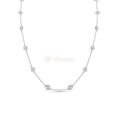 Modern Brilliance Duo – Bezel Studs & Diamonds by the Yard Necklace (F-G SI)