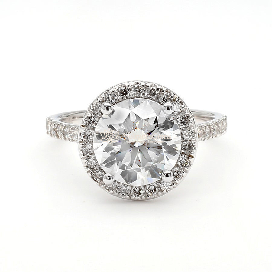IGI Certified Lab-Created Diamond Round Halo Pave Ring F VS)